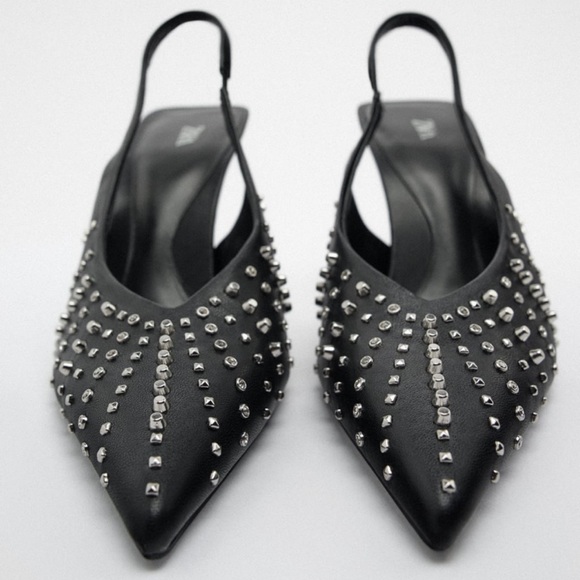 ✨SALE✨ ZARA STUDDED HEELED SLINGBACKS ✨SALE✨ - Picture 4 of 8